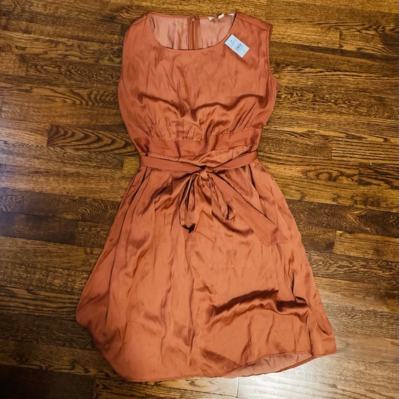 Loft burnt orange peach sleeveless party cocktail - Picture 1 of 4